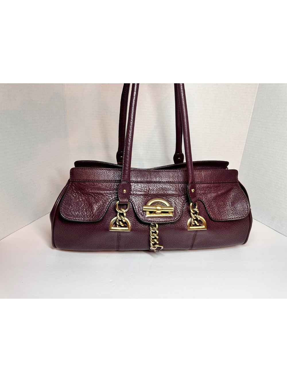 Vintage Charles David Burgundy Pebbled-Leather Shoulder / Satchel Bag